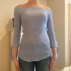 Light Blue Off-Shoulder Blouse